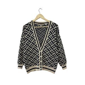 Vintage Perry Ellis Portfolio Small Cardigan Sweater Cotton V-Neck Womens